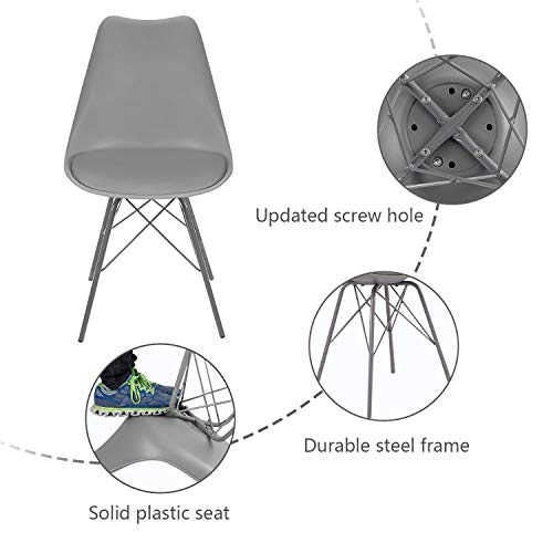 JUMMICO Kitchen Dining Chair with Soft Padded Mid Century Shell Side Chair Armless Tulip Chair