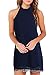 Fantaist Women's Summer Halter Backless Lace Cocktail Dresses for Wedding Guest (M, FT610-Navy Blue)