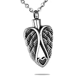 HooAMI Heart Angel Wings Memorial Urn Necklace Cremation Ashes Keepsake Pendant - Funnel Filler Kit