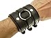 Neptune Giftware Leather Wide Triple Strap Cuff Wrap Gothic Wristband Buckle Fastening