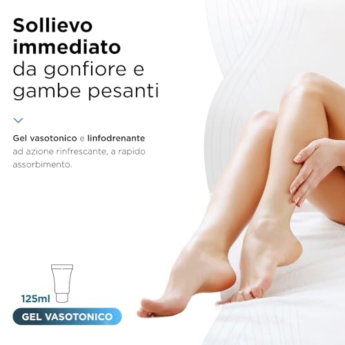 SoloUno® DrenaGel with Diosmin, Bromelain and Melilot – Lymphatic Drainage and Vasotonic Anti-Cellulite Gel | Stimulates circulation and reduces the feeling of heaviness in the legs – Made in Italy 125 ml