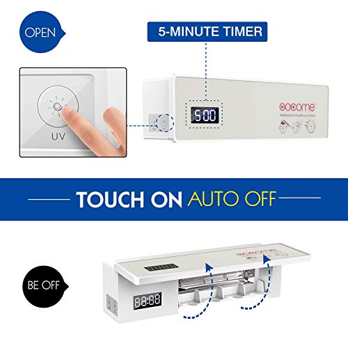 OOCOME Toothbrush Holder Sterilizer, UV Toothbrush Sanitizer Holder Rechargeable Toothbrush Cleaner Family Wall Mounted Toothbrush Disinfection Holder with 3M Tape, 4 Brush Holder, Music Playback - Thumbnail 3