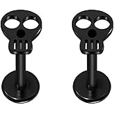 Niaspi Punk Skull Skeleton Lip Rings Cartilage Earrings for Women Men Monroe Labret Lip Rings Stainless Steel Tragus Helix Cartilage Flat Back Earrings Studs Body Piercing Jewelry