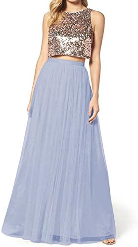 Uswear Women Wedding Long Tulle Skirt Dress Bridal Bridesmaids Floor Length High Waisted Maxi Tutu Party Dress