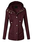 makeitmint Women's Zip Up Military Anorak Jacket w/ Hood [S-3XL] Medium YJH0018_BURGUNDY