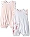 Burt's Bees Baby Baby Girls Rompers, Set of 2 Bubbles, One Piece Jumpsuits, 100% Organic Cotton, Blossom Flowers/Bee, 3-6 Months