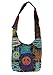 Boho Bohemian Recycled Ripped Razor Cut Patch Fringe Peace Sling Crossbody Monk Bag Purse Nepal (Fringe Peace)