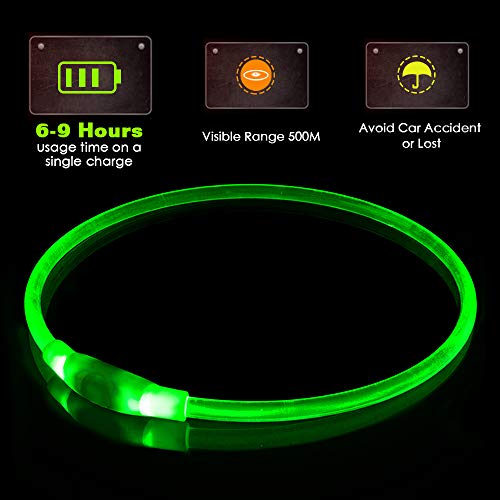 LED Dog Collar, USB Rechargeable Flashing Light Up Collar for Safety at Night, Adjustable Water Resistant Bright Lighted Collar for Small Medium Large Dogs - Thumbnail 5