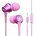 In-Ear Headphones Earbuds with Mic Controller Case, Sport Running Gym Exercise Sweatproof Music Bose Wired Earphones, For IPhone IPad Android Smartphones Mp3 Mp4 Player Tablet Kids (Pink)