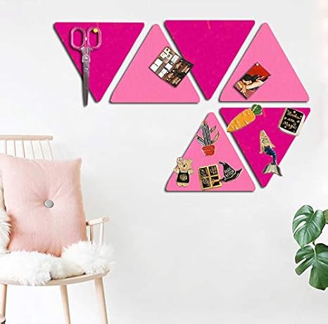 Felt Cork Board Tiles 6pcs Wall Bulletin Boards Triangle Shape Pin Board Self Adhesive To Keep Memories Photos Memos Display Pads Pictures Drawing Goals Notes Colorful Foam Nursery Wall Decorative Bulletin Boards