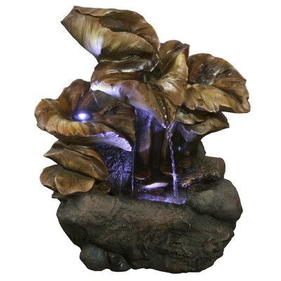 Hi-line gift ltd cascading leaves fountain with led lights