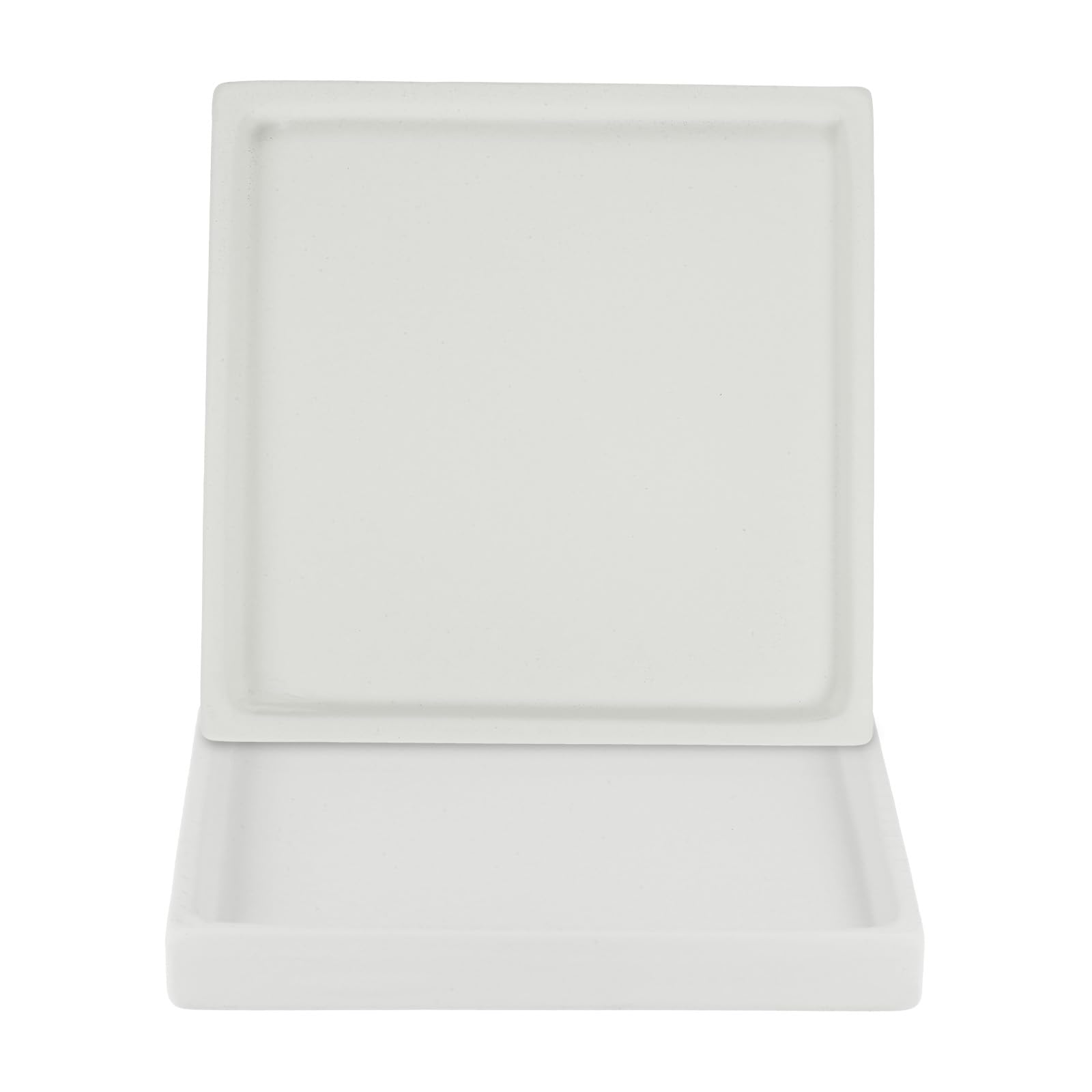 M METERXITY 2-Pack Ceramic Plant Saucer, 5 Inch Plant Water Catcher Tray, Plant Pot Saucers for Indoor/Outdoor Plants/Flower Drainage Drip Water Tray [Square Beige]