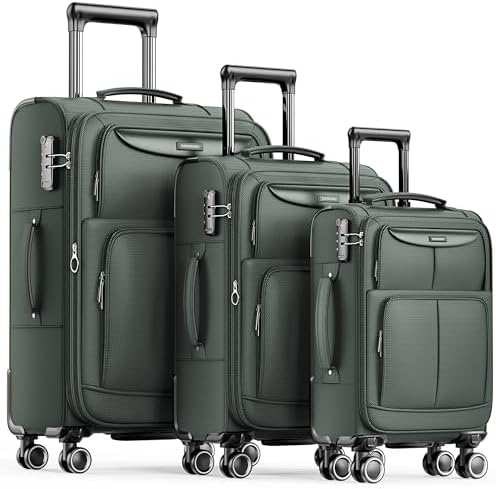 Amazon.com: Merax Suitcase Set Softside 3-Piece Expandable Luggage