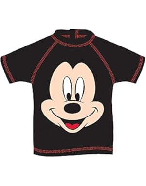 Mickey Mouse Face Baby Boy Water Sport Rash Guard Shirt - Black