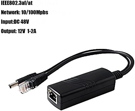 PoE Splitter Adapter IEEE 802.3af Compliant 10/100Mbps, DC 12V Output, PoE Splitter for IP Camera, Power over Ethernet, Use with PoE Switches