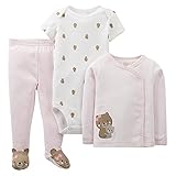 Just One You Carter's Girls 3 Piece Pink Bear Pant Set Size 3 Months