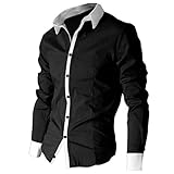 Allegra K Men Long Sleeved Buttoned Casual Shirt with Cufflink