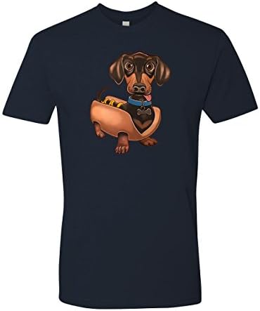 Weiner Dog Hot Dog Humor Funny Pets Mascots Unisex T-Shirt X-Large Navy