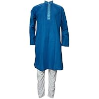 Mogul Mens Tunic Mandarin Collar Boho Festive Ethnic Wear Kurta Pajama Sets