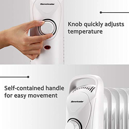 Homeleader Oil Filled Radiator Heater, Portable Overheating Protection Oil Heater, for Home and Office, White - Thumbnail 5