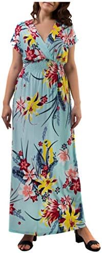 Mia Suri Long Casual Ladies Maxi Summer Holiday Short Sleeved Kimono Beach Sun Dress Elastic Waist