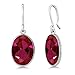 Gem Stone King 925 Sterling Silver Red Created Ruby Dangle Earrings For Women 10.00 Cttw Oval Shape 14X10MM