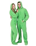 Footed Pajamas - Emerald Green Adult Hoodie Fleece