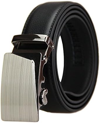 GAFASTWO Men's Genuine Leather 35mm Ratchet Dress Belt with Automatic Buckle Holeless