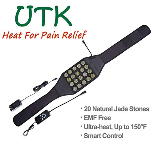 UTK Jade Back Far Infrared Heating Pad for Back Pain, Infrared Heating Wraps for Cramps - Far Infrared Therapy Back Brace for Thigh, Lumbar, Stomach Pain, EMF Free, Auto Off, Smart Controller