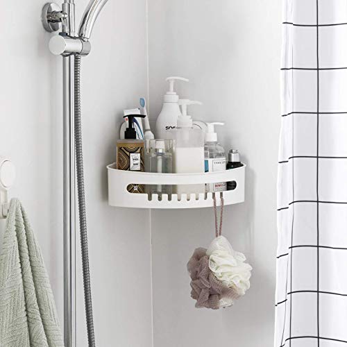 LEVERLOC Corner Shower Caddy Suction Cup NODrilling Removable Bathroom