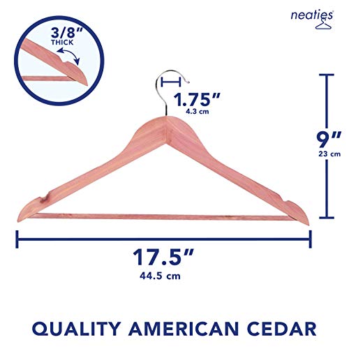 Neaties Red Cedar Hangers 3/8" Slim Hangers with Round Bar with 360