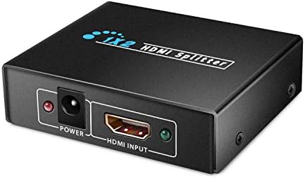 HDMI Splitter, Version 1.4 Powered 1X2 HDMI Splitter 1 In 2 Out Dual Monitor HDMI Amplifier Switcher Box Hub for Full HD 1080P Support 3D Player
