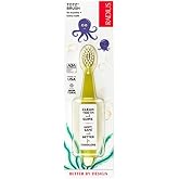 RADIUS Tiny Totz Toothbrush, Toddler Toothbrush for Ages 1+ Years, Extra Soft Plant Based Bristles, Cornerless Head, BPA Free, ADA Accepted, Made in USA, Yellow Sparkle, Pack of 1