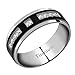 Titanium Ring Wedding Band Black Plated Round Cubic Zirconia Men Women 6/8mm