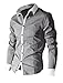 uxcell Men's Slim Fit Point Collar Contrast Trim Long Sleeves Button Down Dress Shirt Light Gray M US 38
