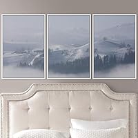 3 Piece Framed Canvas Wall Art Foggy Mountains Canvas Prints Home Artwork Decoration for Living Room,Bedroom - 16