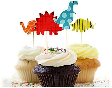 Zamango Dinosaur Cupcake Toppers Cake Picks for kids Party Decoration,24pcs