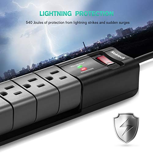 Flat Plug Surge Protector, Nekteck Surge Protector Power Strip with 2