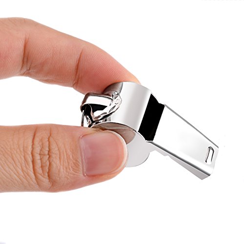 image for Ktrio Stainless Steel Coach Whistle with Lanyard, Sports Referee Whist