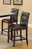 Poundex Bar Stools Parson Counter Height Chairs, Espresso Faux Leather, Set of 2