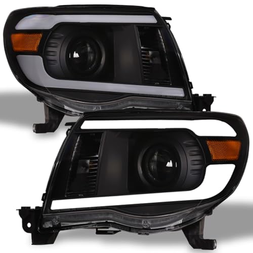 Alpha Owls Projector Headlights with White LED Strips|Compatible With 2005-2011…