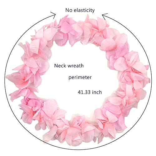 Arlai Hawaiian Luau Flower Leis - Jumbo Necklace, Bracelets, Headband Set (Pink)