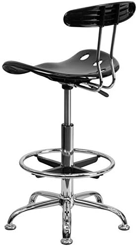 Flash Furniture Vibrant Black and Chrome Drafting Stool with Tractor Seat, 50.8 x 43.82 x 104.14 cm - Image 5