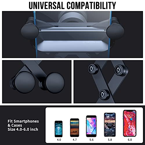 HUANLI Gravity Phone Mount for Car, 2021 Upgraded Car Phone Holder for Air Vent with Upgraded Hook Clip Auto Lock One-Hand Operation Car Cell Phone Holder (Silver)