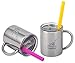 Housavvy Duck Stainless Steel Kids Cups with Lids and Straws, 2 PACK of 7.5 OZ