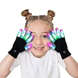 Aubllo LED Gloves Light Up Rave Glow Gloves 3 Colors 6 Modes Flashing Halloween Costume Clubbing Birthday Party Novelty Light Up Toys