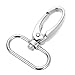Pack of 20 Pcs Large Size Metal 1.8 inch Lobster Clasps Swivel Trigger Clips Snap with 1 inch Oval Ring Silvery Curved Ring (1 inch)