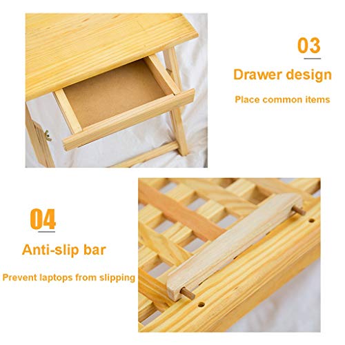 image for Folding Desk,SuperUS Height Adjustment Laptop Tray Desk Solid Wood Fol