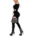 Vamvie Women's Sexy 2 Pieces Off Shoulder Long Sleeve Crop Top+Long Pant Bodycon Jumpsuit Skinny Romper Black Large