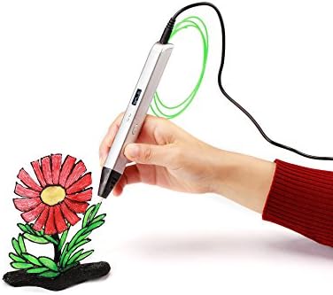 3D Printing Pen with 5 FREE PLA filaments refills, Non-Toxic for Arts &amp; Crafts Drawing OLED Display and Temperature Adjustment for Model Making, BONUS E-book (White)